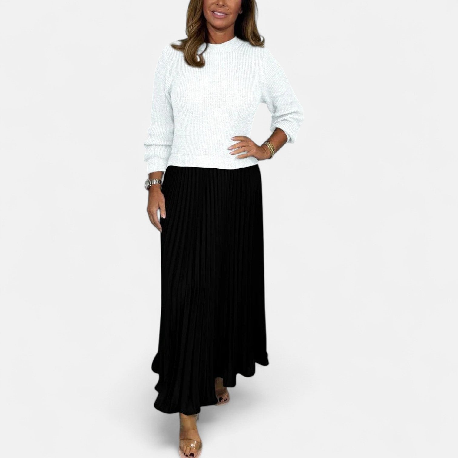 Milo Mochi | Maxi Dress With Sweater And Pleated Skirt