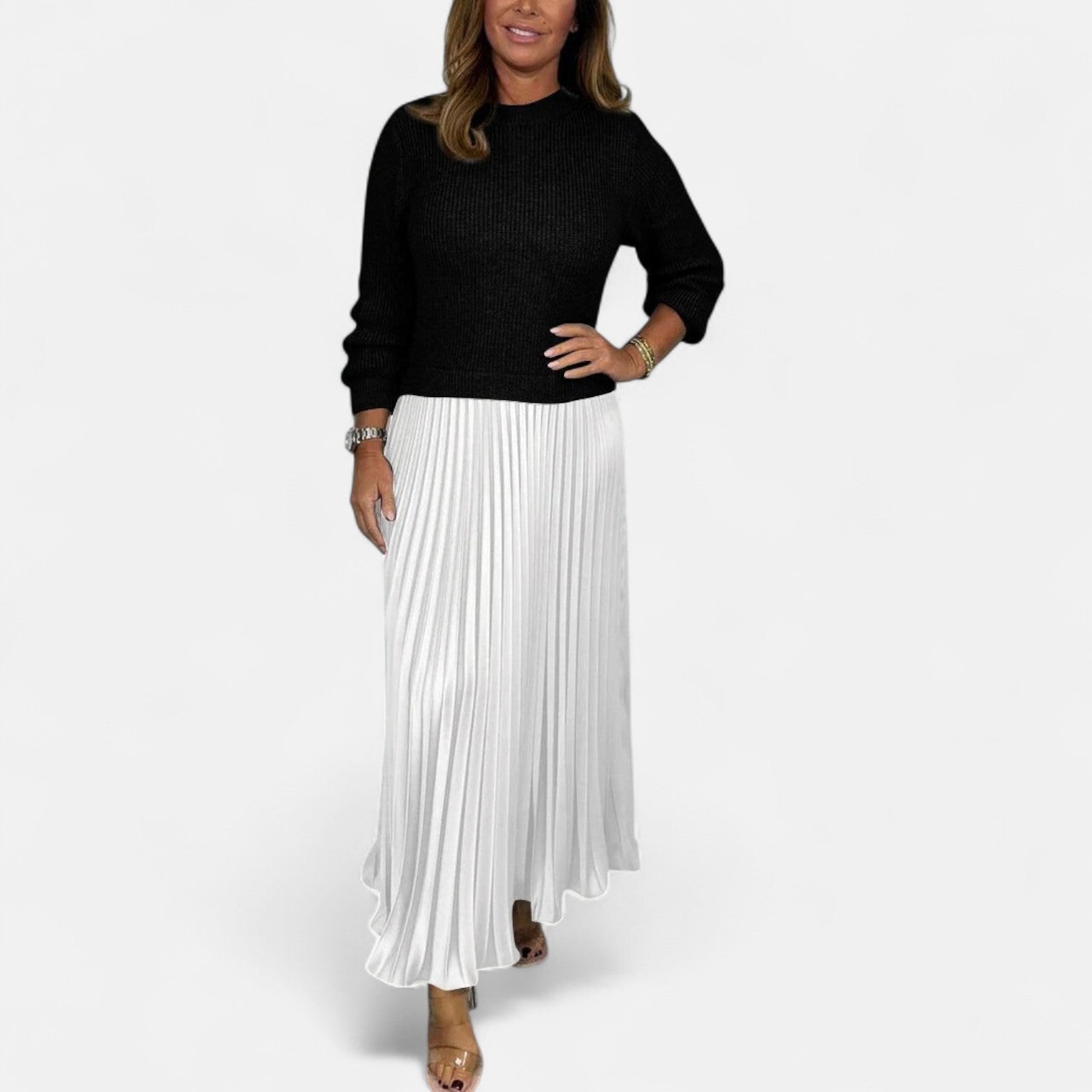 Milo Mochi | Maxi Dress With Sweater And Pleated Skirt