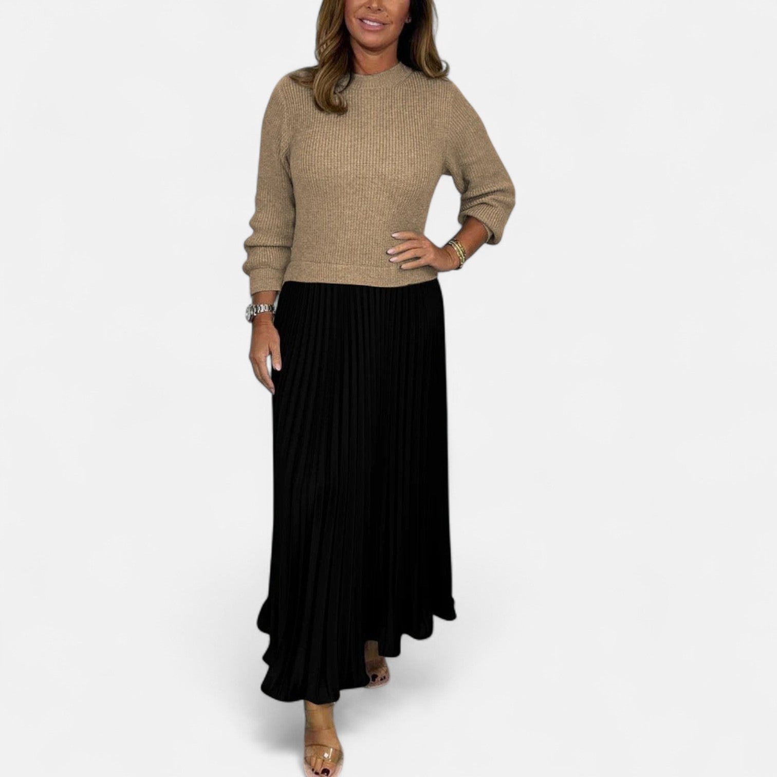 Milo Mochi | Maxi Dress With Sweater And Pleated Skirt