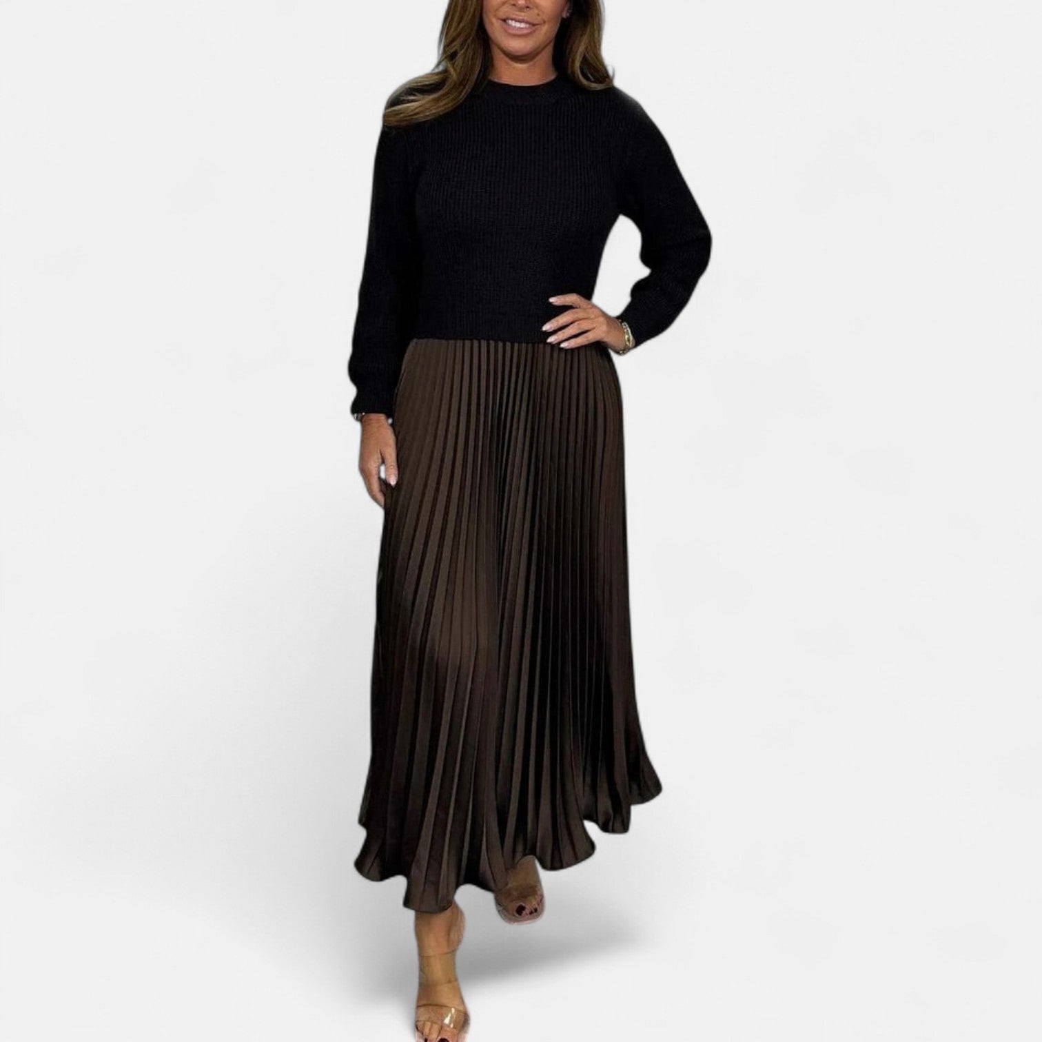 Milo Mochi | Maxi Dress With Sweater And Pleated Skirt